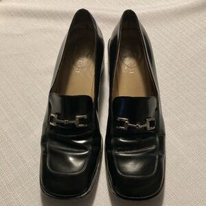 Gucci Black Leather Loafers with Decorative Buckle - Circa 2002